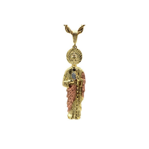 Large St Jude Pendant with Necklace Gold Filled Three Tone NEW - Picture 1 of 3